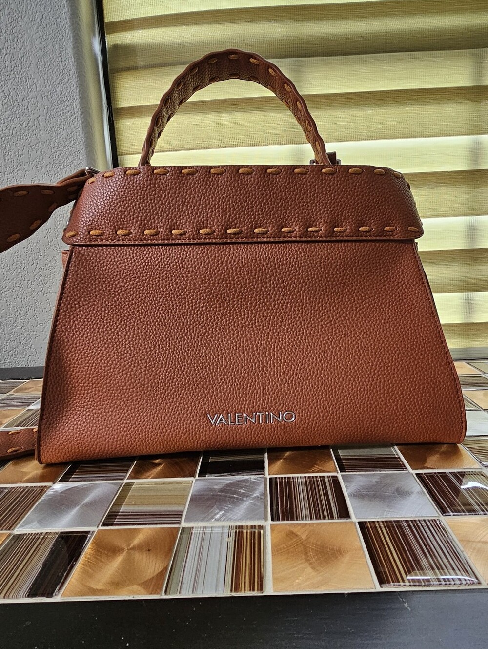 Valentino Malibu RE Satchel Bag – Cognac Brown
